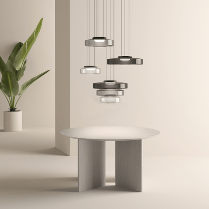 Hanglamp Modern met Gelaagde Glazen Kap en Verstelbare Hoogte