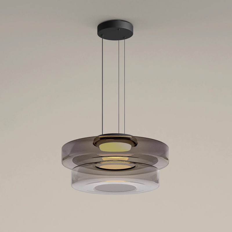 Hanglamp Modern met Gelaagde Glazen Kap en Verstelbare Hoogte
