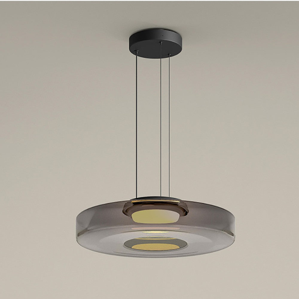 Hanglamp Modern met Gelaagde Glazen Kap en Verstelbare Hoogte