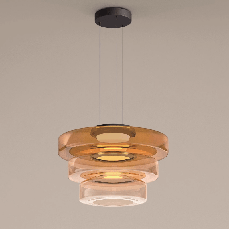Hanglamp Modern met Gelaagde Glazen Kap en Verstelbare Hoogte