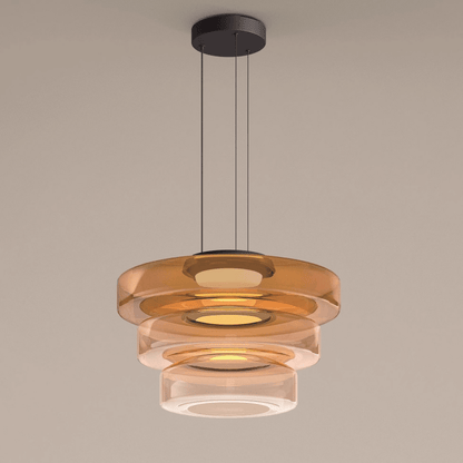 Hanglamp Modern met Gelaagde Glazen Kap en Verstelbare Hoogte