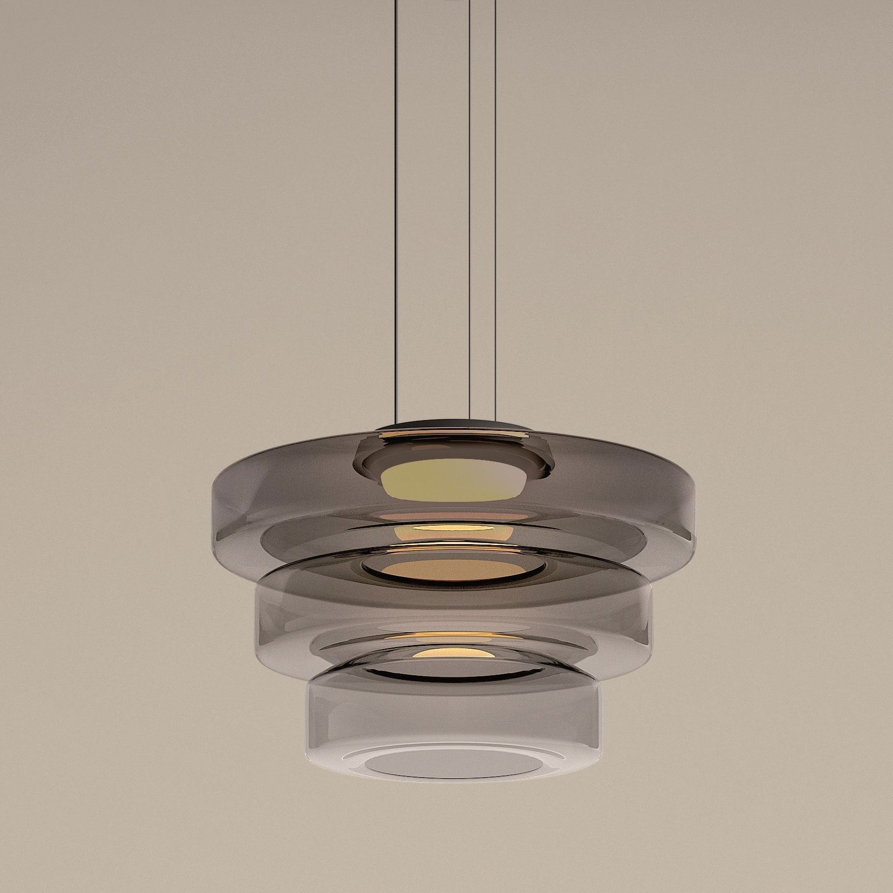 Hanglamp Modern met Gelaagde Glazen Kap en Verstelbare Hoogte