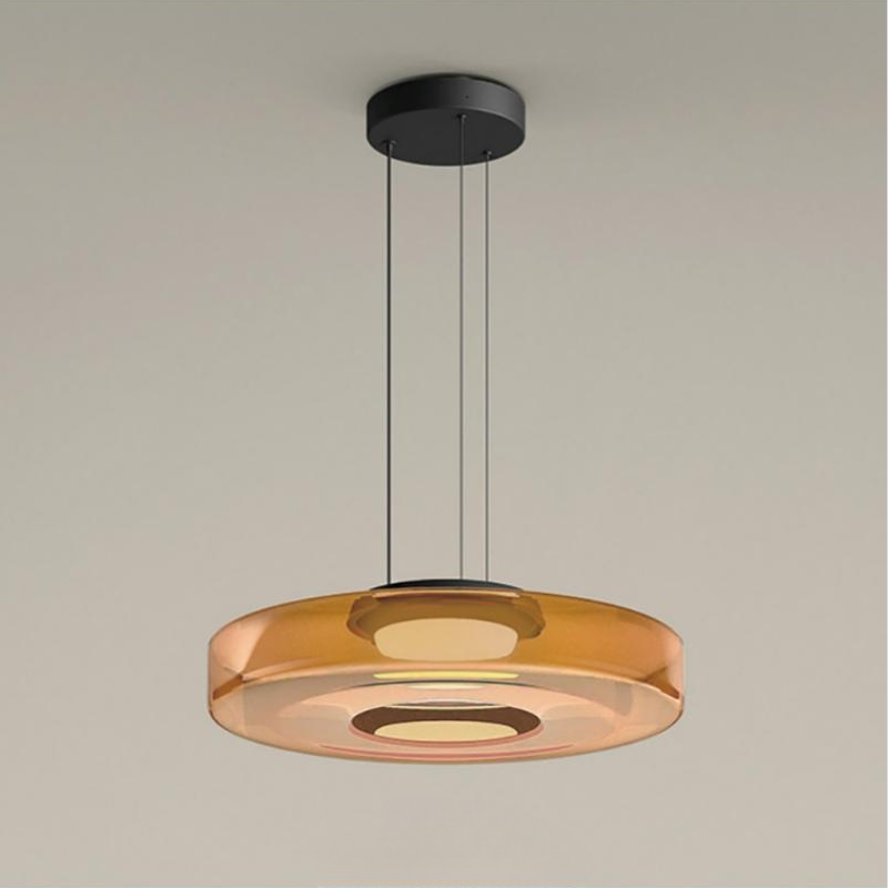 Hanglamp Modern met Gelaagde Glazen Kap en Verstelbare Hoogte