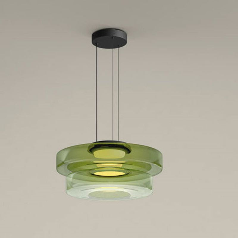 Hanglamp Modern met Gelaagde Glazen Kap en Verstelbare Hoogte