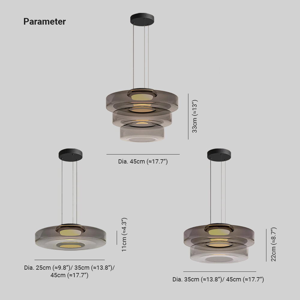 Hanglamp Modern met Gelaagde Glazen Kap en Verstelbare Hoogte