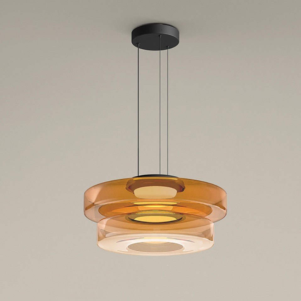 Hanglamp Modern met Gelaagde Glazen Kap en Verstelbare Hoogte