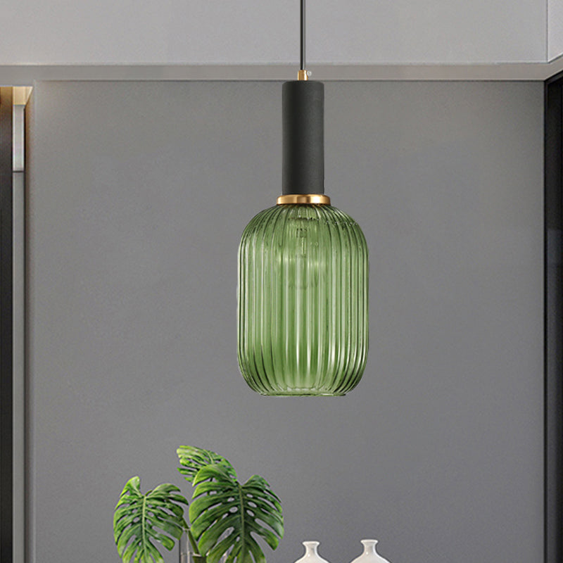 Hanglamp Modern met Geribbelde Glazen Kap in Rond of Langwerpig Model