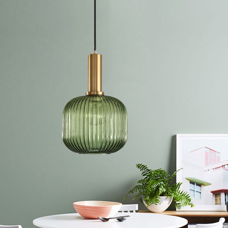 Hanglamp Modern met Geribbelde Glazen Kap in Rond of Langwerpig Model