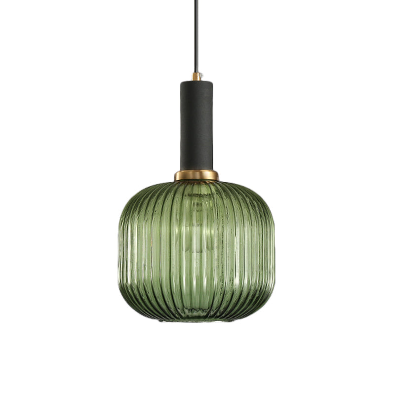 Hanglamp Modern met Geribbelde Glazen Kap in Rond of Langwerpig Model