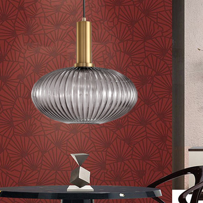 Hanglamp Modern met Geribbelde Glazen Kap in Rond of Langwerpig Model