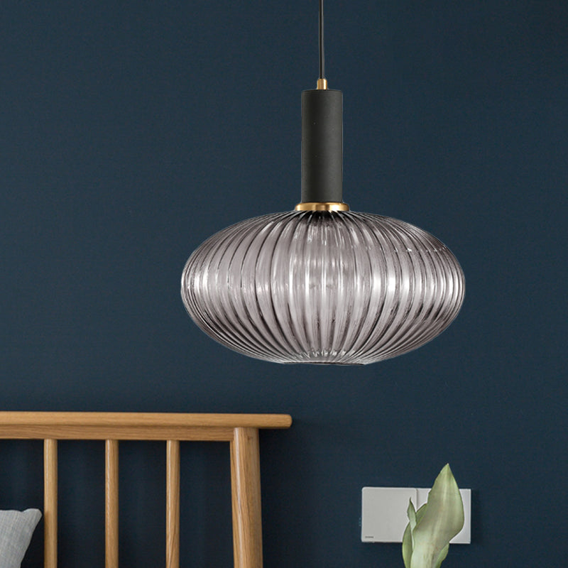 Hanglamp Modern met Geribbelde Glazen Kap in Rond of Langwerpig Model