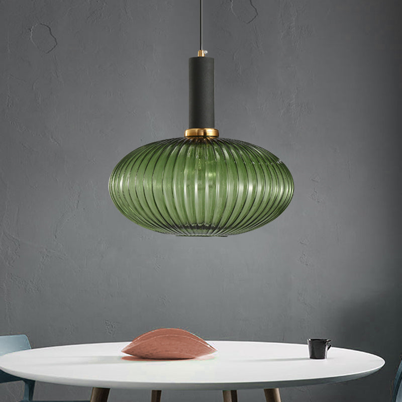 Hanglamp Modern met Geribbelde Glazen Kap in Rond of Langwerpig Model