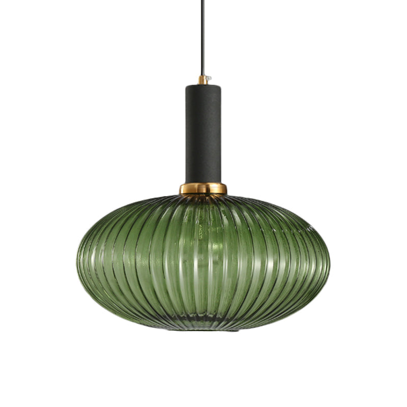 Hanglamp Modern met Geribbelde Glazen Kap in Rond of Langwerpig Model