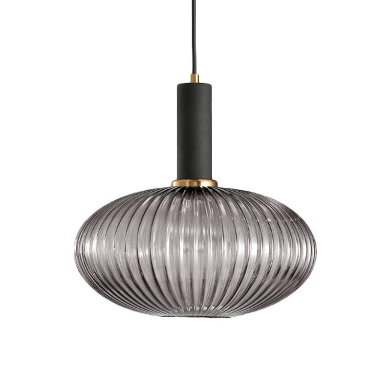 Hanglamp Modern met Geribbelde Glazen Kap in Rond of Langwerpig Model