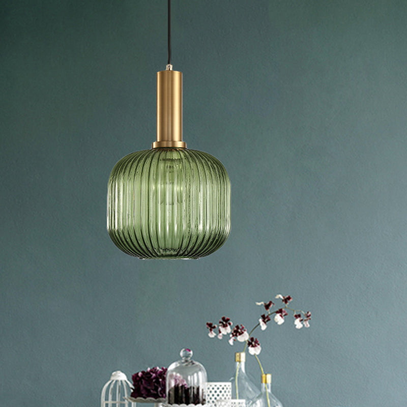 Hanglamp Modern met Geribbelde Glazen Kap in Rond of Langwerpig Model