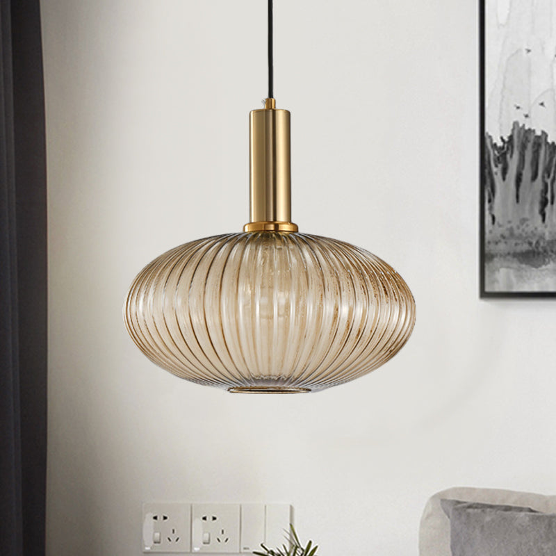 Hanglamp Modern met Geribbelde Glazen Kap in Rond of Langwerpig Model