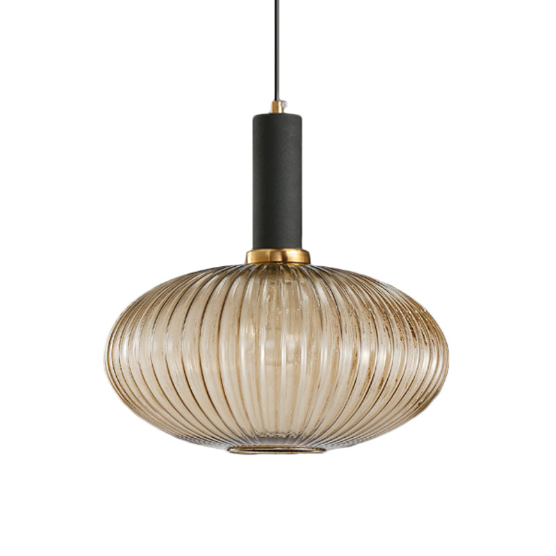 Hanglamp Modern met Geribbelde Glazen Kap in Rond of Langwerpig Model