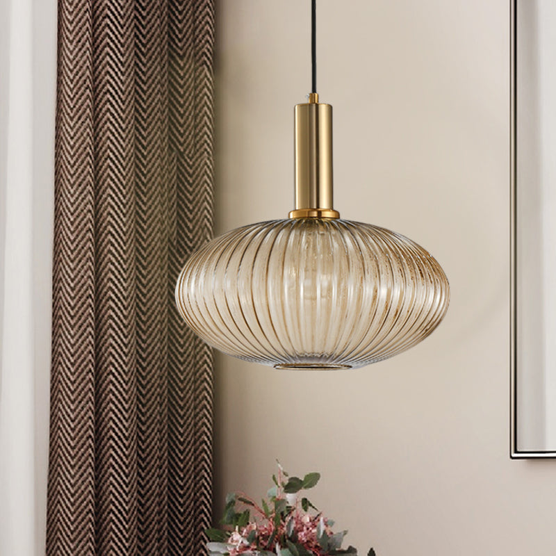 Hanglamp Modern met Geribbelde Glazen Kap in Rond of Langwerpig Model