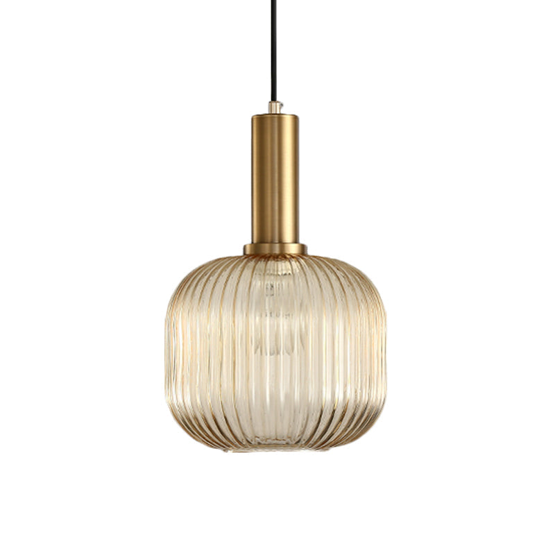 Hanglamp Modern met Geribbelde Glazen Kap in Rond of Langwerpig Model