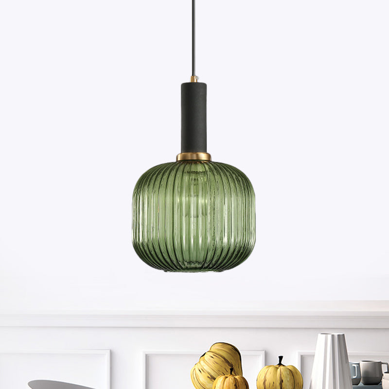 Hanglamp Modern met Geribbelde Glazen Kap in Rond of Langwerpig Model