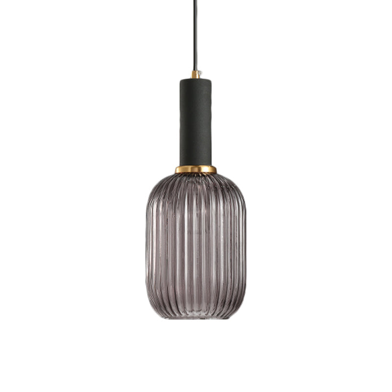 Hanglamp Modern met Geribbelde Glazen Kap in Rond of Langwerpig Model