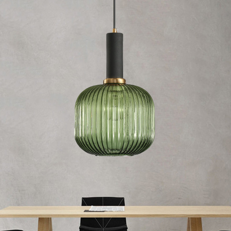 Hanglamp Modern met Geribbelde Glazen Kap in Rond of Langwerpig Model