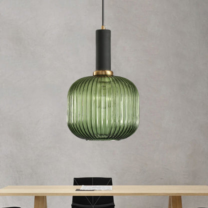 Hanglamp Modern met Geribbelde Glazen Kap in Rond of Langwerpig Model