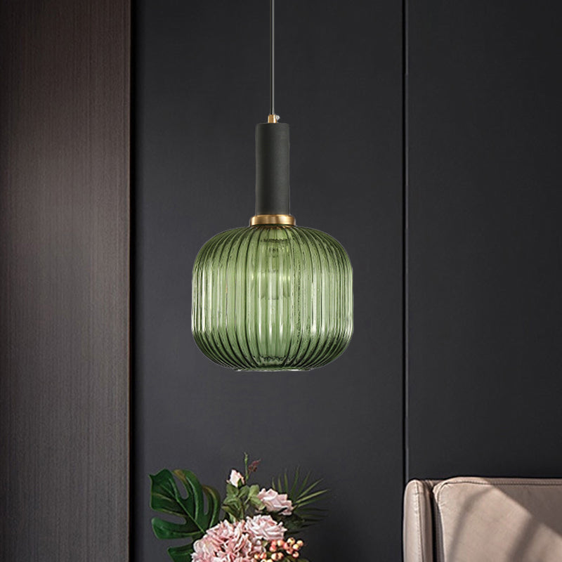 Hanglamp Modern met Geribbelde Glazen Kap in Rond of Langwerpig Model ##POS:65##