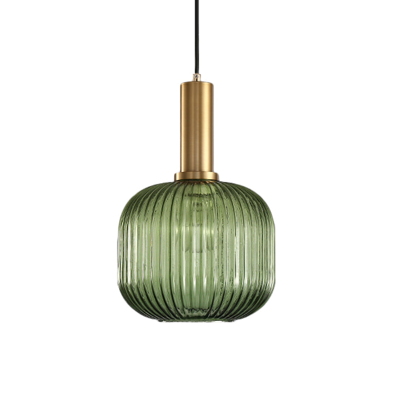 Hanglamp Modern met Geribbelde Glazen Kap in Rond of Langwerpig Model
