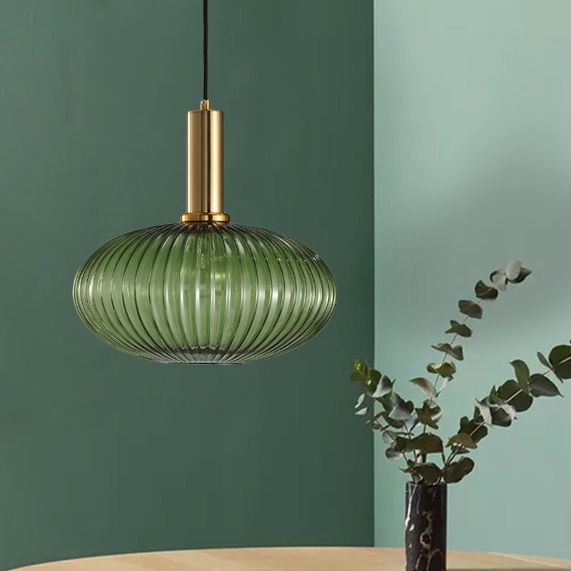 Hanglamp Modern met Geribbelde Glazen Kap in Rond of Langwerpig Model