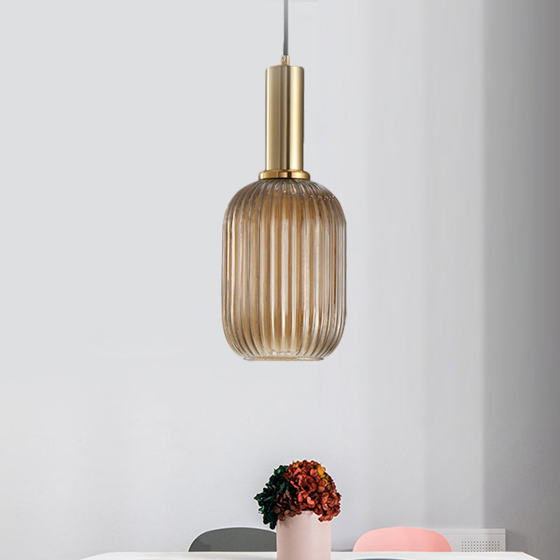 Hanglamp Modern met Geribbelde Glazen Kap in Rond of Langwerpig Model ##POS:72##