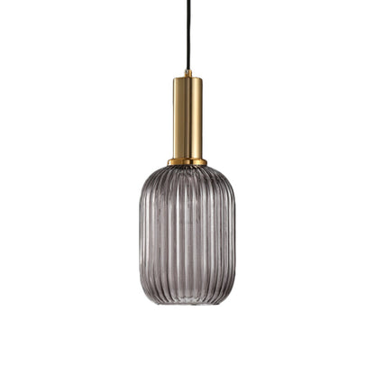 Hanglamp Modern met Geribbelde Glazen Kap in Rond of Langwerpig Model