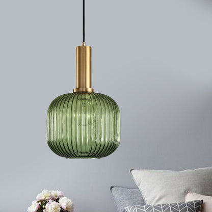 Hanglamp Modern met Geribbelde Glazen Kap in Rond of Langwerpig Model