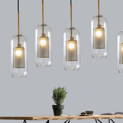 Hanglamp Modern met Glazen Bol en Geperforeerde Metalen Kap