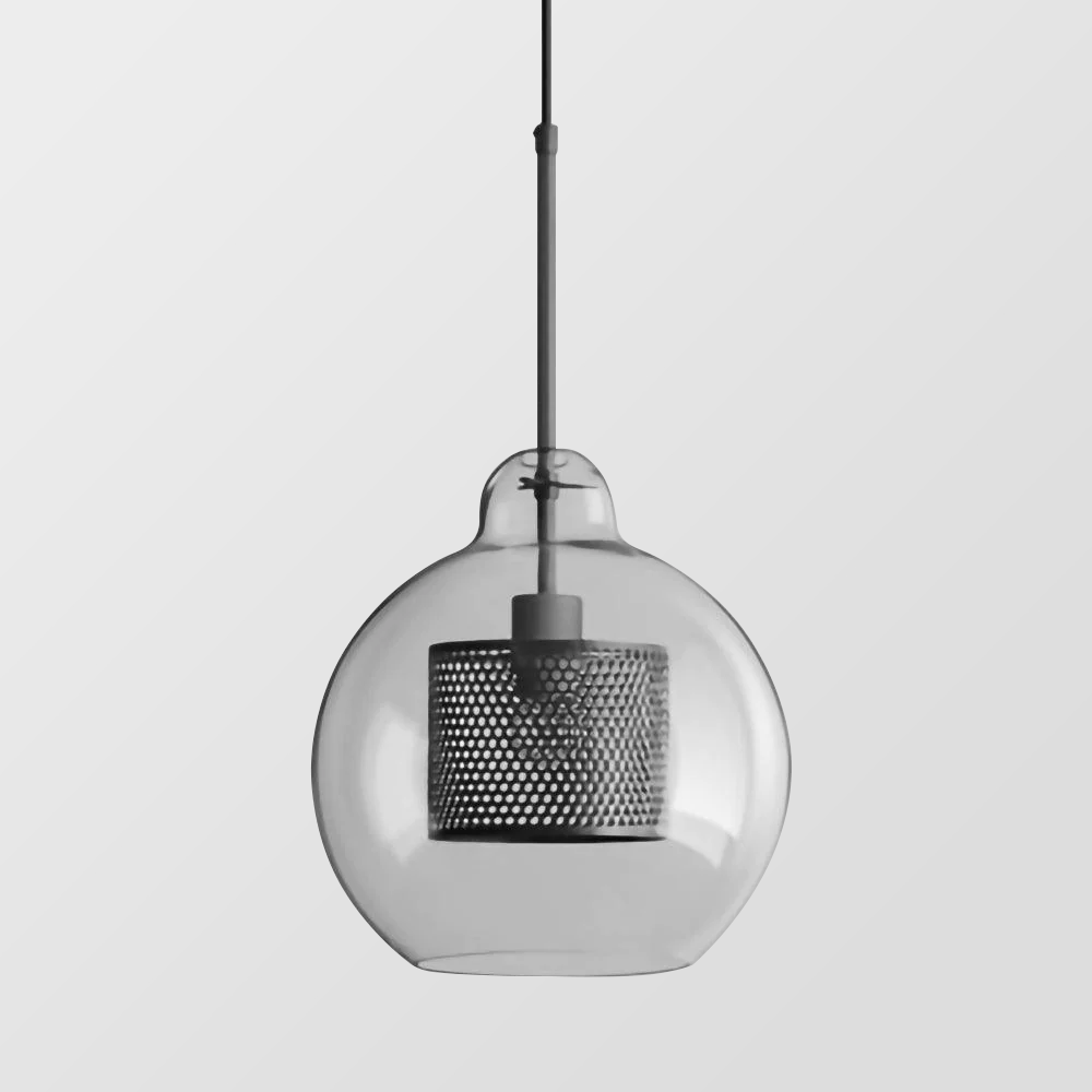 Hanglamp Modern met Glazen Bol en Geperforeerde Metalen Kap