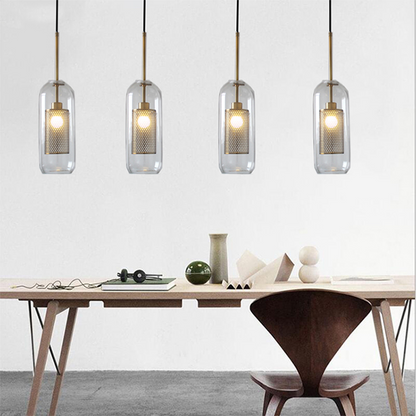 Hanglamp Modern met Glazen Bol en Geperforeerde Metalen Kap