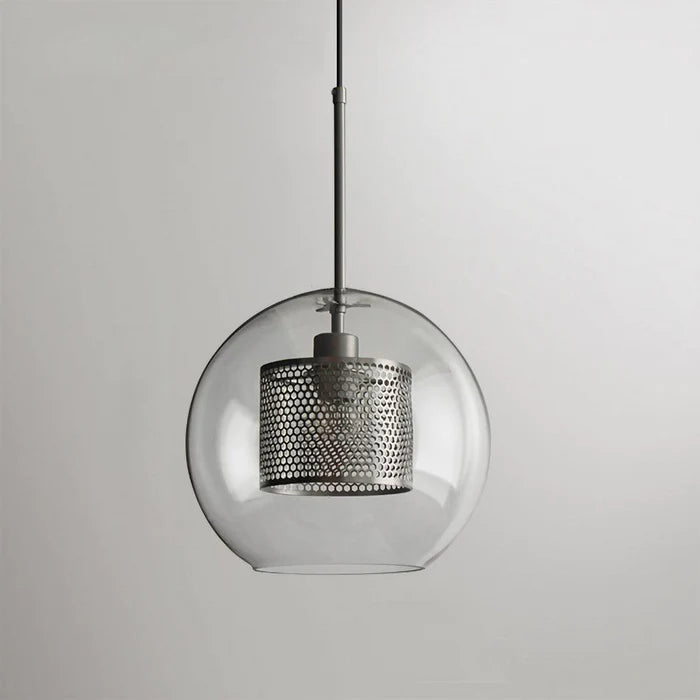 Hanglamp Modern met Glazen Bol en Geperforeerde Metalen Kap