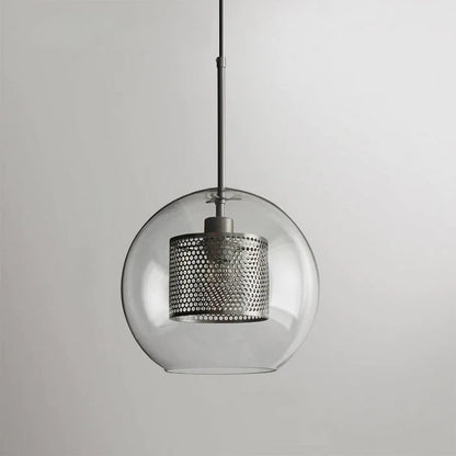 Hanglamp Modern met Glazen Bol en Geperforeerde Metalen Kap