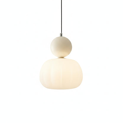Hanglamp Modern met Glazen Bol en Geribbelde Kap