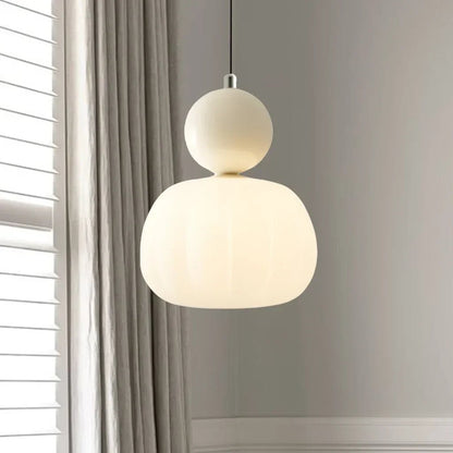Hanglamp Modern met Glazen Bol en Geribbelde Kap