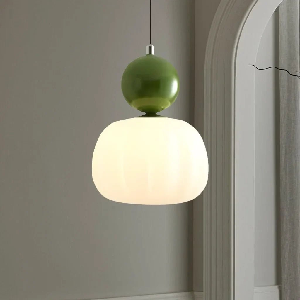 Hanglamp Modern met Glazen Bol en Geribbelde Kap