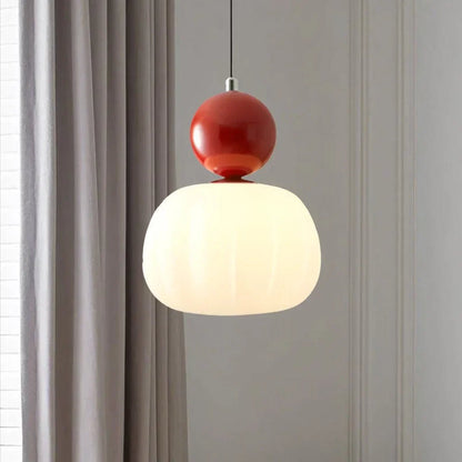Hanglamp Modern met Glazen Bol en Geribbelde Kap