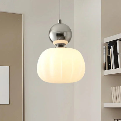 Hanglamp Modern met Glazen Bol en Geribbelde Kap