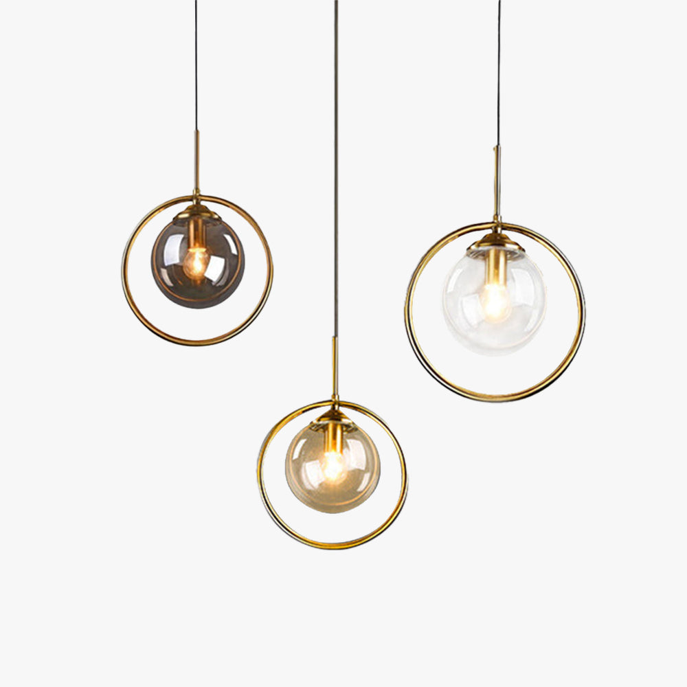 Hanglamp Modern met Glazen Bol en Gouden Metalen Ring