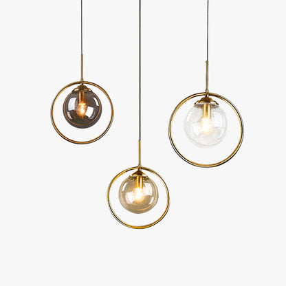 Hanglamp Modern met Glazen Bol en Gouden Metalen Ring