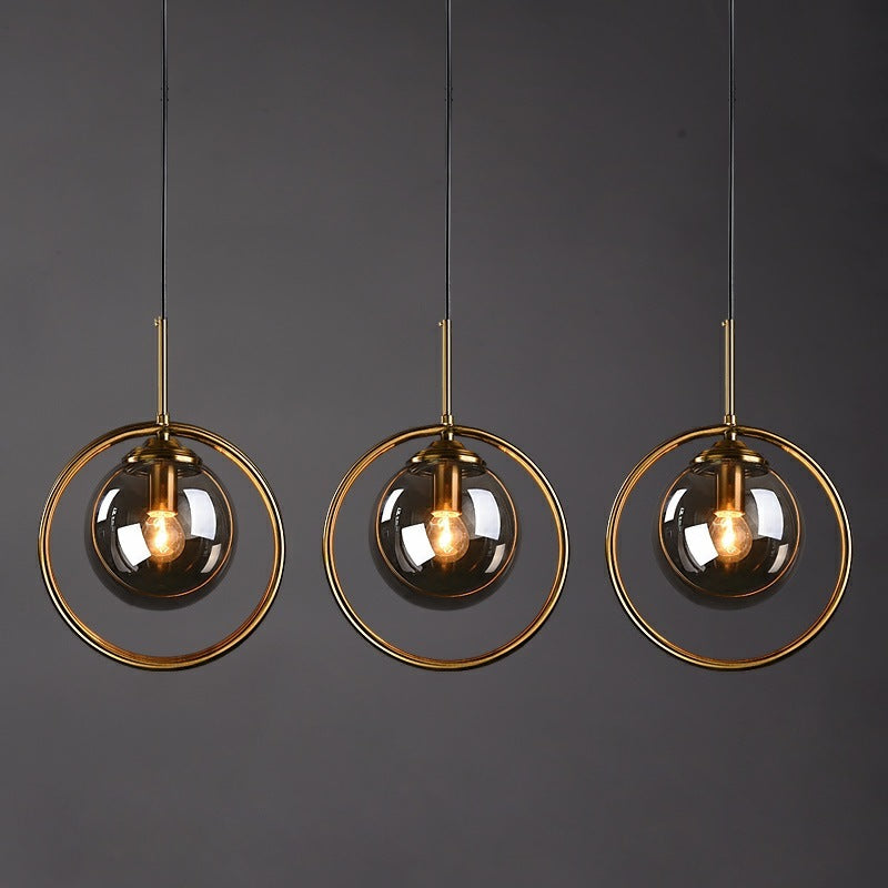 Hanglamp Modern met Glazen Bol en Gouden Metalen Ring