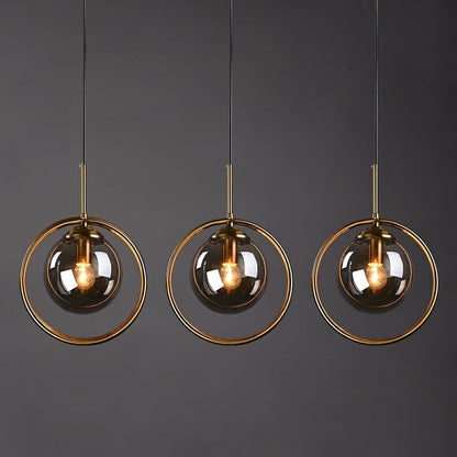 Hanglamp Modern met Glazen Bol en Gouden Metalen Ring