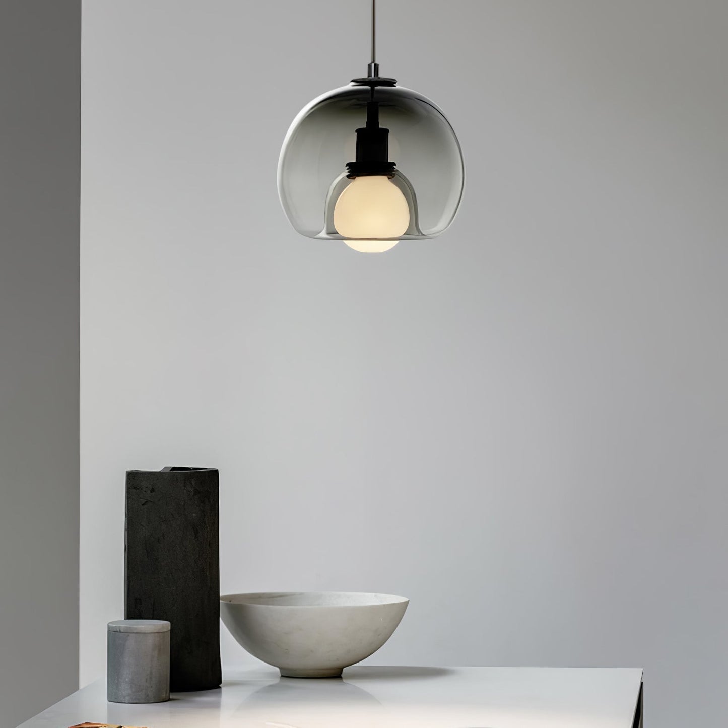 Hanglamp Modern met Glazen Bol Kap en Verstelbare Hoogte