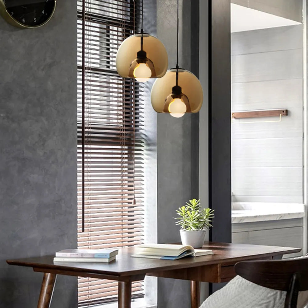 Hanglamp Modern met Glazen Bol Kap en Verstelbare Hoogte