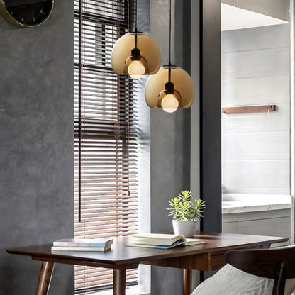 Hanglamp Modern met Glazen Bol Kap en Verstelbare Hoogte